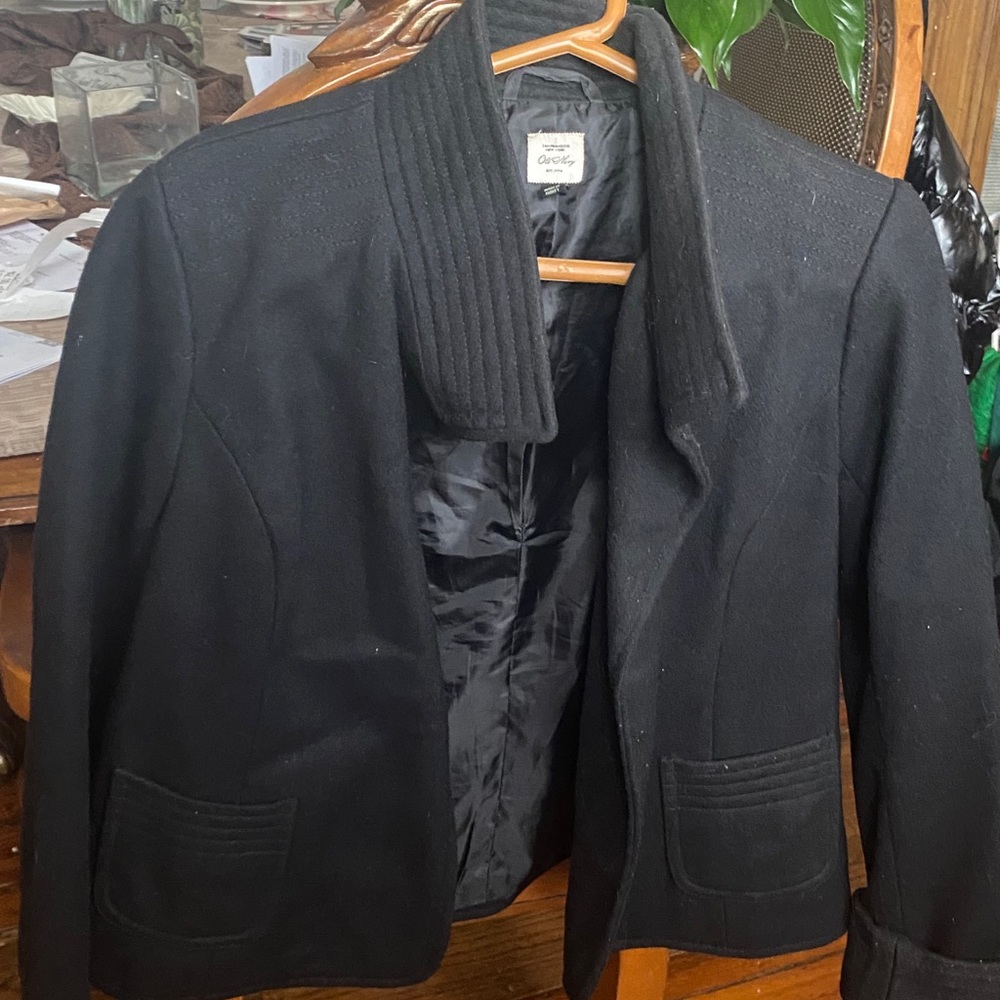 Black Cropped Light Wool Jacket - image 3